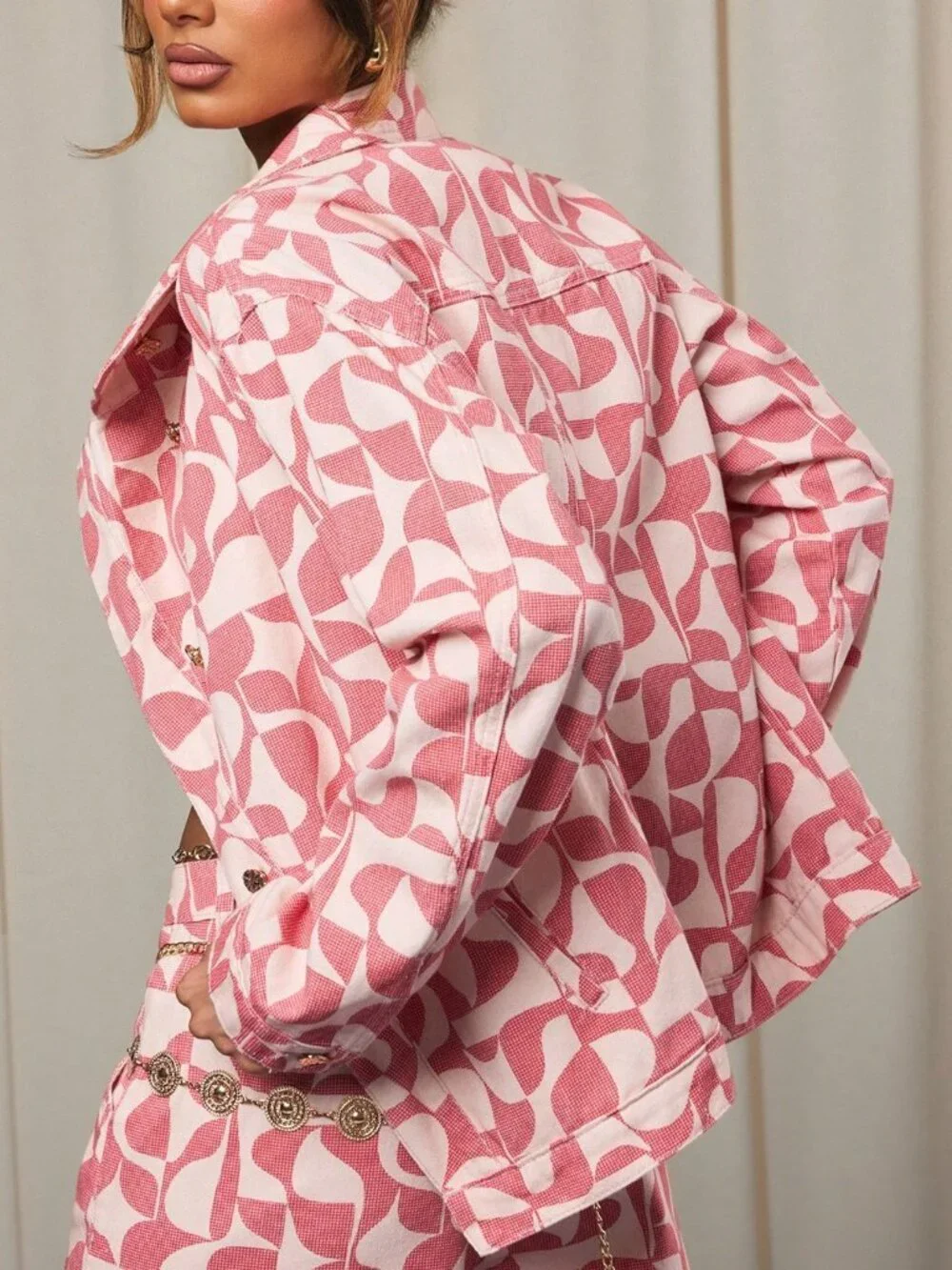 Multicolor Casual Women's Loose Fit Random Print Single Breasted Hooded Long Top